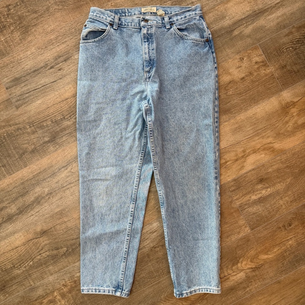 St. John's Bay Womens 14P 90s Vintage Mom Jean Light Blue High Rise Straight USA